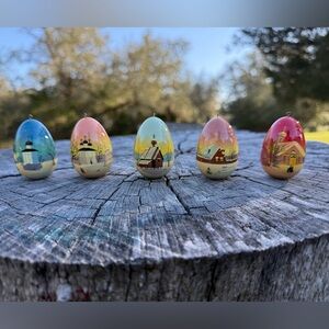 Hand Painted Wooden Folk Art Eggs